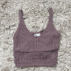 Hollister Mauve Crochet-Knit Cropped Tank (never worn)